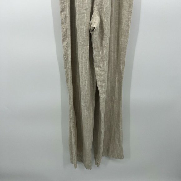 Universal Thread Jumpsuit Off Shoulder Linen Belted Beige Stripe NWT - Picture 10 of 11